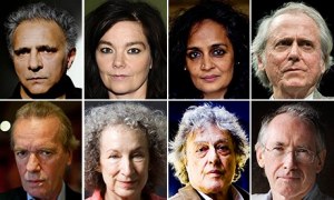 Clockwise from top left, eight of the people who have signed the petition: Hanif Kureishi, Björk, Arundhati Roy, Don DeLillo, Ian McEwan, Tom Stoppard, Margaret Atwood and Martin Amis